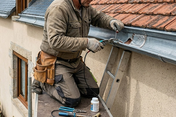 Pose de gouttières en zinc et alu sur-mesure